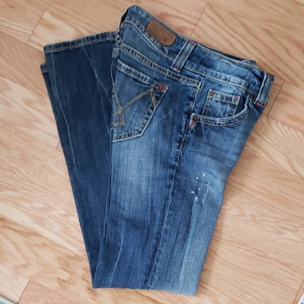 Distressed bootcut jeans